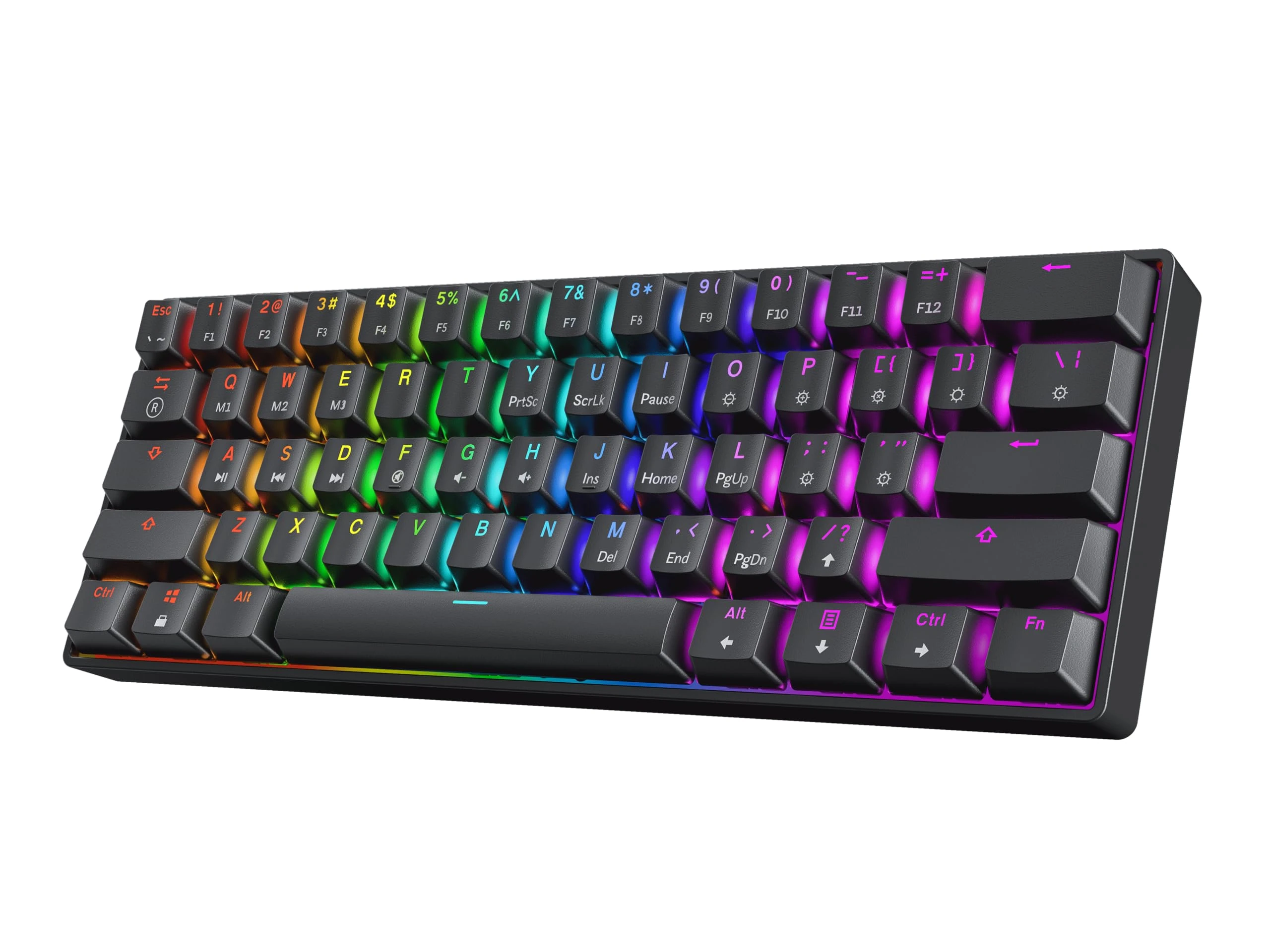 HK GAMING GK61 60% v3 | Hotswap Mechanical Gaming Keyboard | 61 Keys Multi Color RGB LED Backlit for PC/Mac Gamer | US Layout (Black, Gateron Optical Brown)