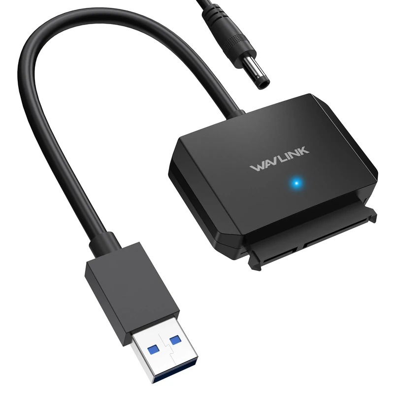 WAVLINK SATA III to USB 3.0 Cable Adapter, 5 Gbps USB 3.0 to SATA Adapter Converter/Connector for 3.5" HDD & 2.5" HDD/SSD with 12V2A Power Adapter, Max 18TB, UASP, TRIM, S.M.A.R.T, Auto-sleep Mode