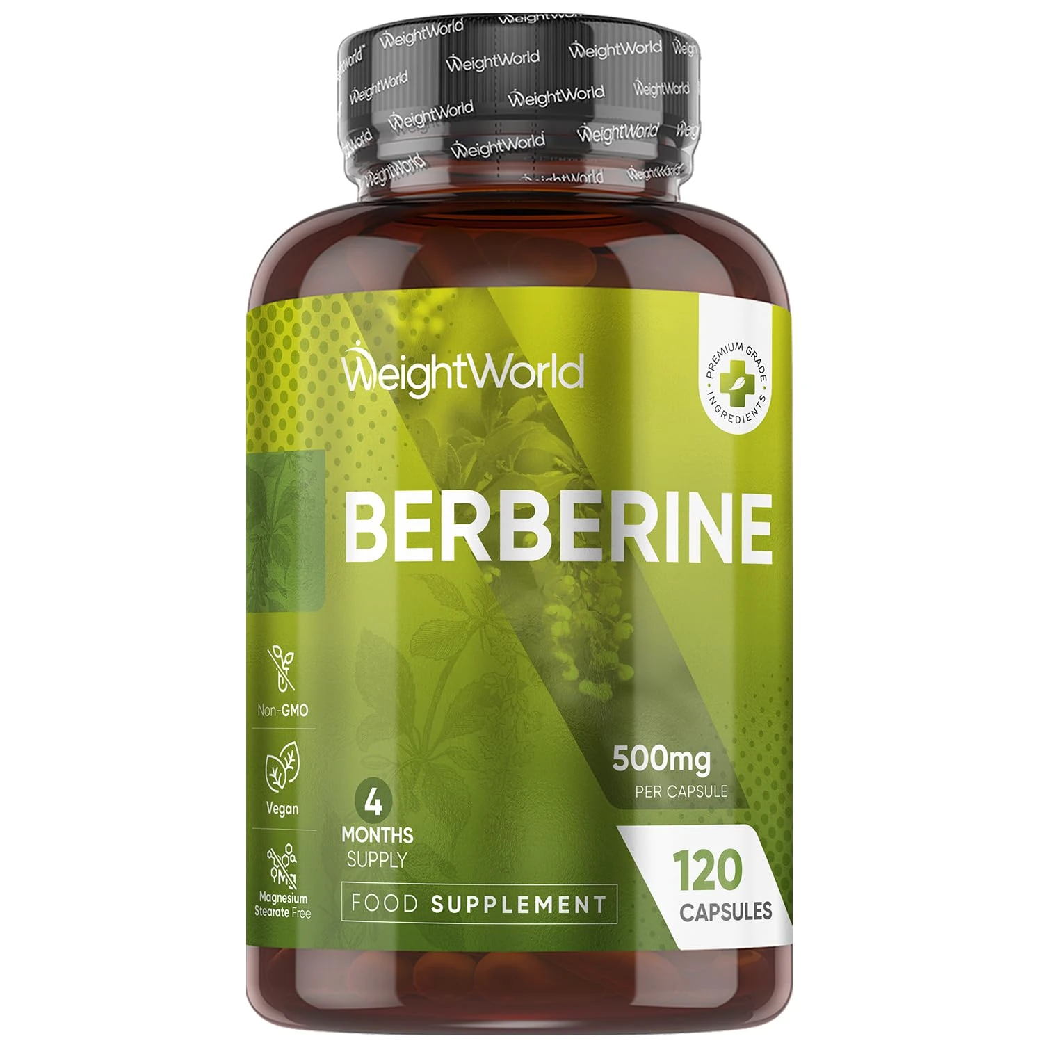 Berberine Supplement - 500mg per Capsule - 4 Months Supply - 120 Capsules - Berberine HCL Form - 1 per Day - Vegan-Friendly & Non-GMO - Sourced from Berberis Vulgaris