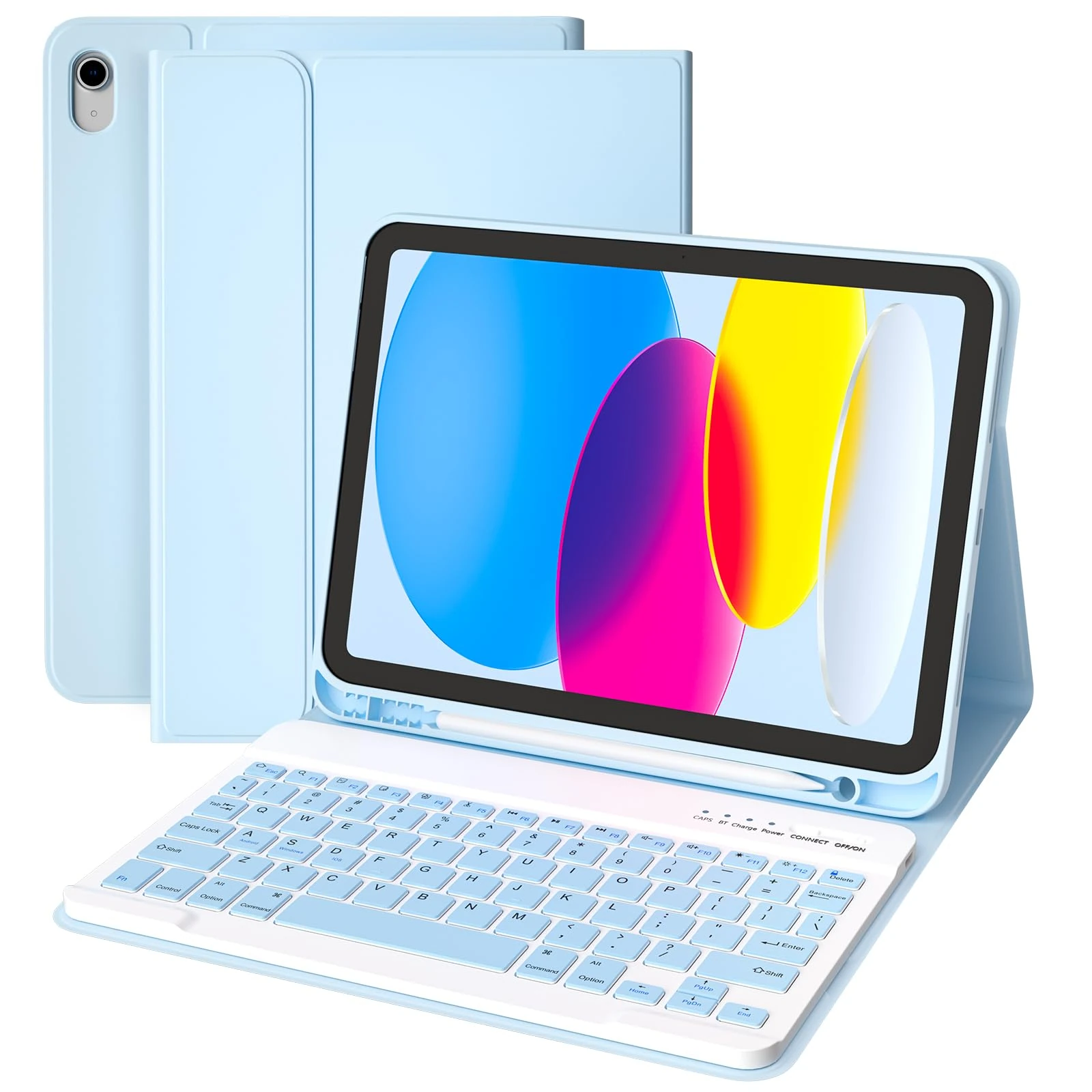 TQQ Keyboard Case for iPad A16 11th Generation 2025 and 10th Generation 2022 (11/10.9 inch), Detachable Bluetooth Keyboard Cover with Pencil Holder for iPad 11/10 Gen, UK Layout