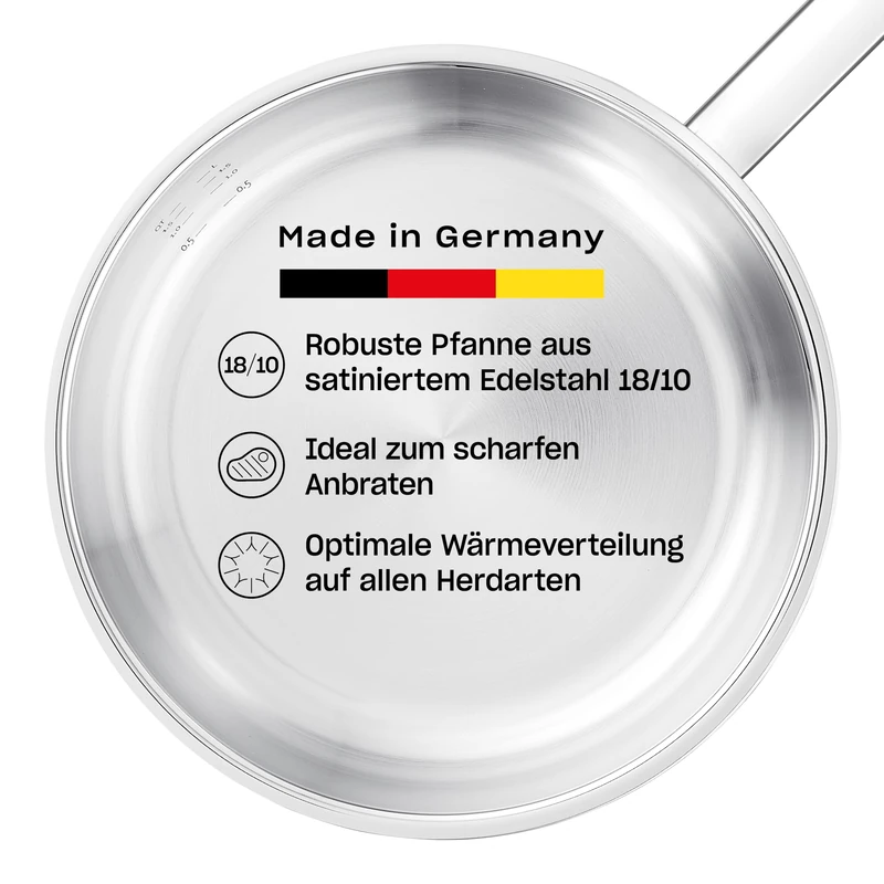 Fissler Original Profi Collection Stainless Steel Frying Pan Diameter 24 cm Uncoated with Inner Scale Induction