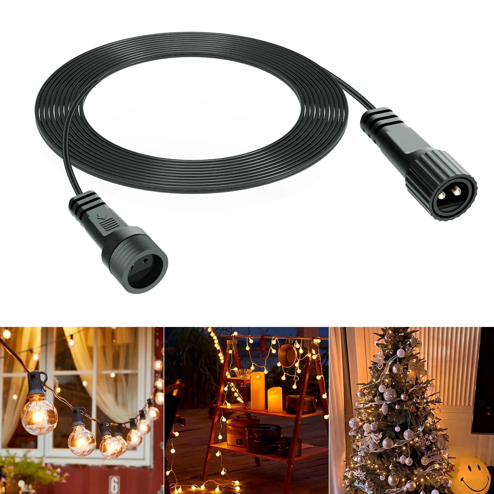 Etopgo 10M/33Ft Christmas Lights Extension Cable, Waterproof for Indoor & Outdoor Use, 2 Pin Works with G40, Icicle & Net Lights
