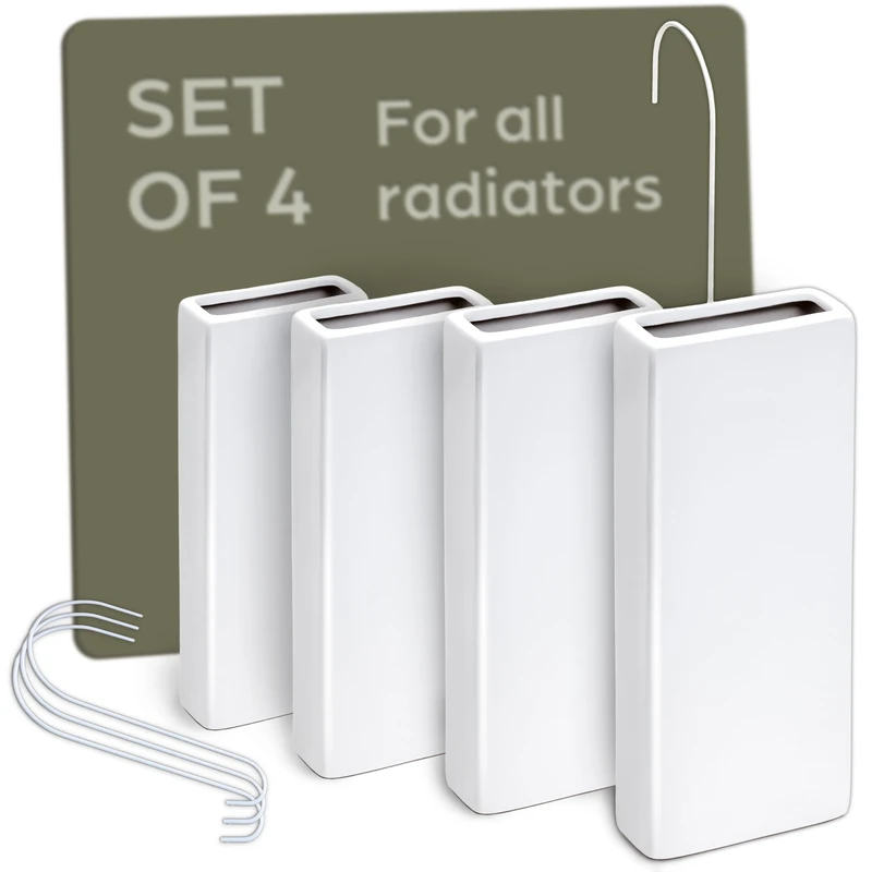 Praknu Ceramic Radiator Humidifier - Set of 4 with Flexible Hanging Hook - Optimal Humidity - Energy Saving - Effective Humidity Distribution - Image 1