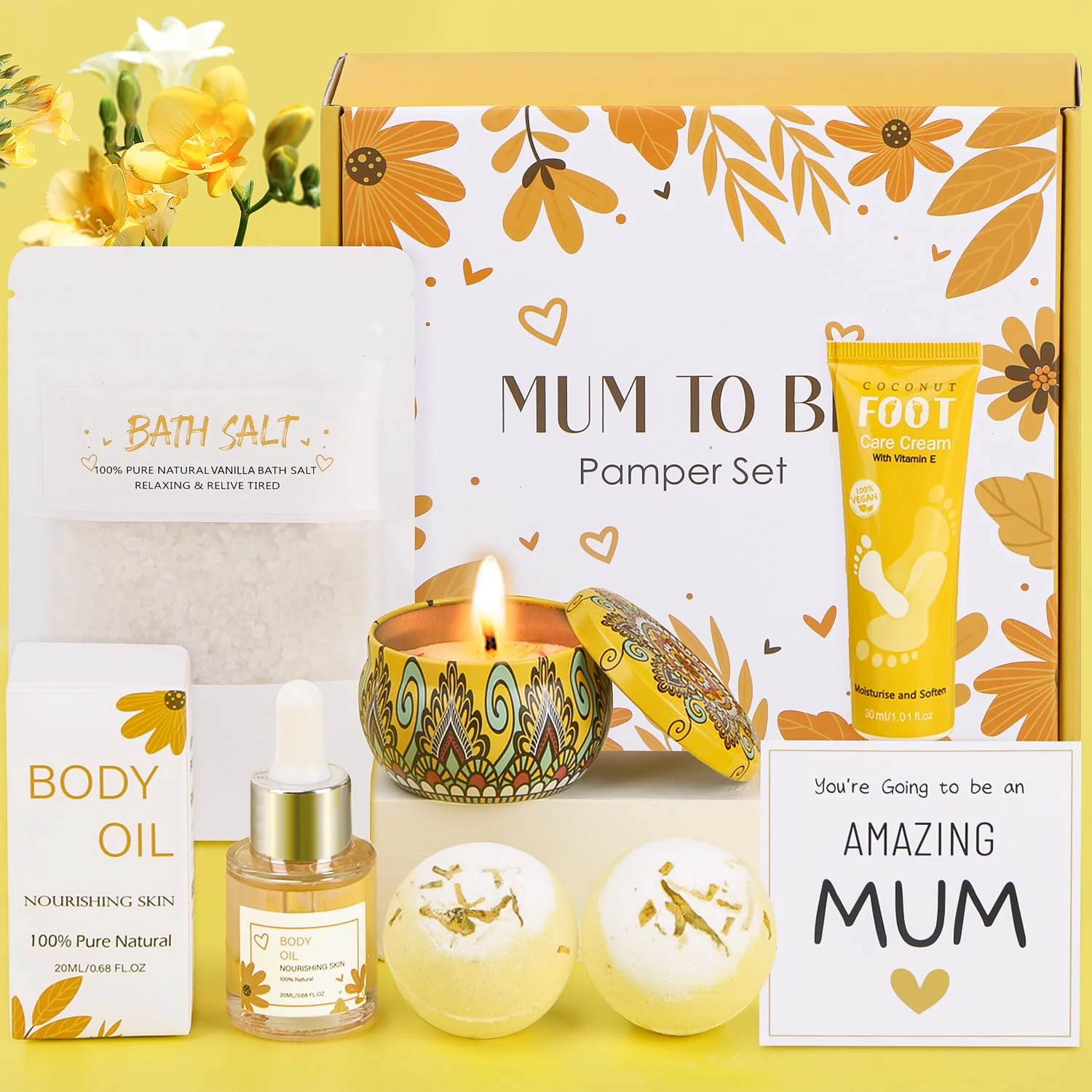 Baby Shower Gifts, Mum To Be Gifts, New Mum Pamper Kit Gifts, Relaxation Self Care Package Spa Hamper Pregnant Presents, Natural Organic Vegan