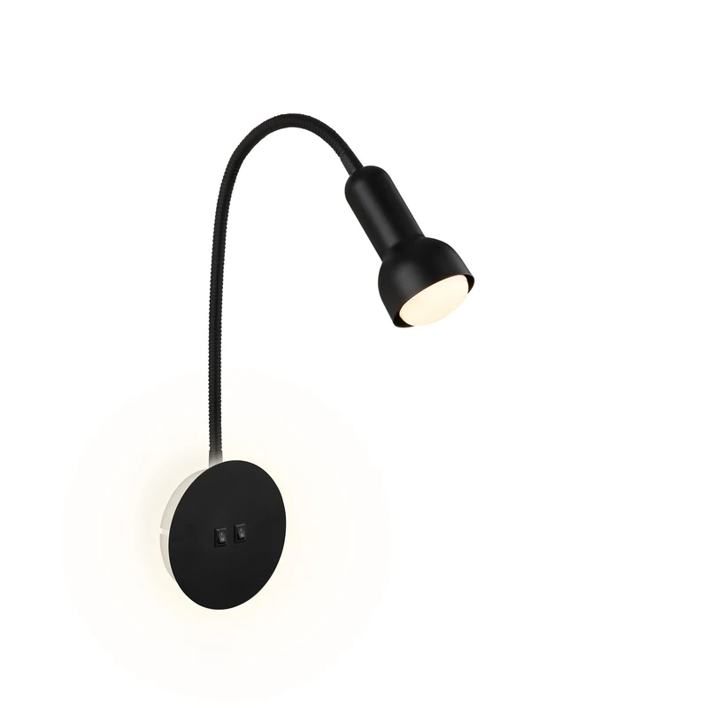 BRILONER Reading Lamp with Backlight, Swivelling Indoor Wall Light, LED Lamp with 2 Switches, Indoor Wall Lamp, Black