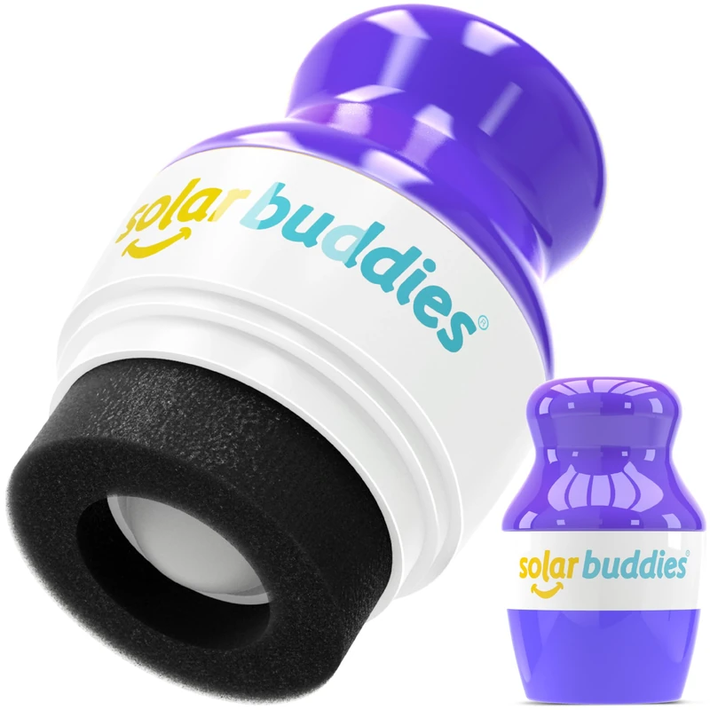 Solar Buddies Sunscreen Applicator - Purple - Refillable Roll on Sponge Sunscreen, Suncream & Lotion Applicator For Kids, Adults & Families - Holds 3.4fl oz, Perfect Size for Travel