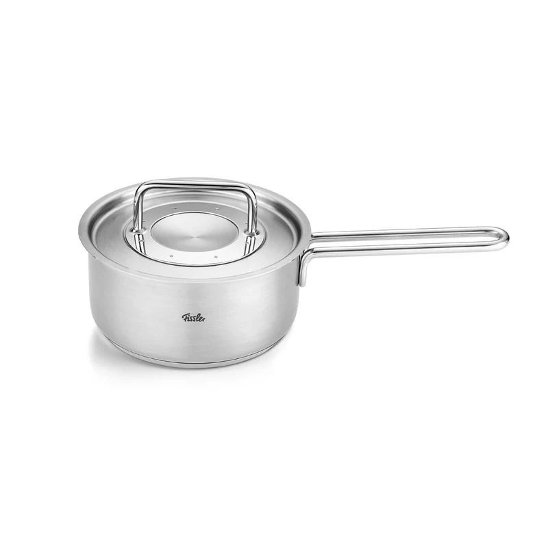 Fissler Pure Collection Stainless Steel Saucepan Diameter 16 cm 1.4 litres with Metal Lid Inner Scale Induction Silver