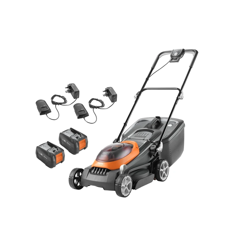 Flymo 36V UltraStore 380R Mower - 38cm Cut, 45L Box, 2x18V Batteries