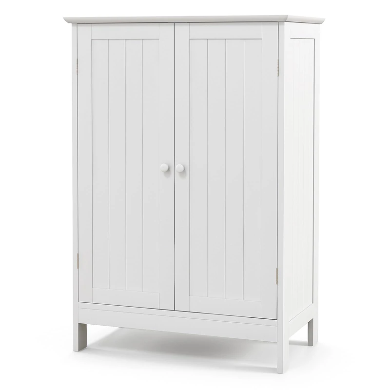 RELAX4LIFE Bathroom Floor Cabinet, Freestanding Storage Cupboard with 3-Position Adjustable Shelf, Wooden Display Sideboard Organizer Unit for Living Room Bathroom Entryway (60 x 35 x 87cm, White)