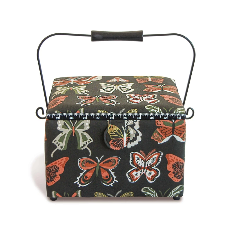 Prym 612066 Sewing Basket, Cotton, Anthracite, 260 x 260 x 190 mm