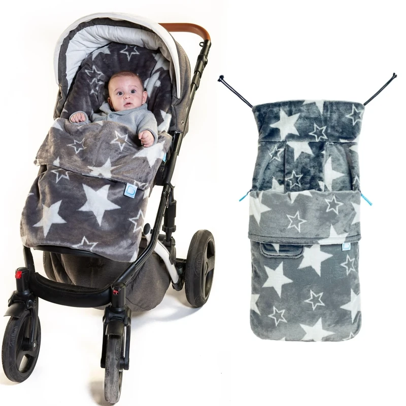 Buggysnuggle Universal Snuggle Fur Baby Stroller Footmuff Bunting Bag, 2-in-1 Seat Liner & Pushchair Footmuff to Keep Baby Warm & Dry, Star Struck