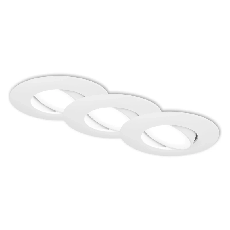 BRILONER - Set of 3 recessed LED spotlights 230 V, IP65 for Bathroom, Ceiling lamp, White, 90 x 45 mm (DxH)