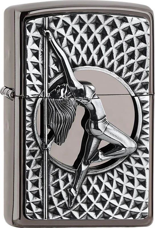 Zippo Windproof Lighter - Dance Girl, Black Ice, Emblem - Refillable - Reusable - Windproof Design - Gift Box - Made in USA