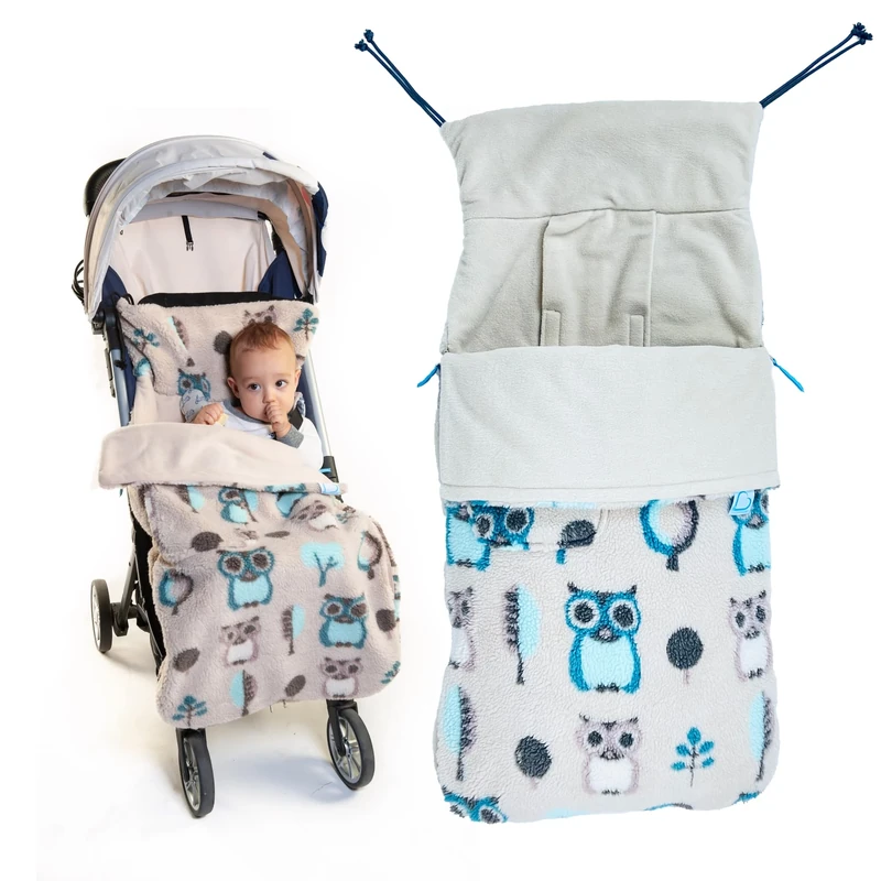 Roma Buggysnuggle Universal Snuggle Sherpa Baby Stroller Footmuff Bunting Bag, 2-in-1 Seat Liner & Pushchair Footmuff to Keep Baby Warm & Dry, Woodland Wisdom