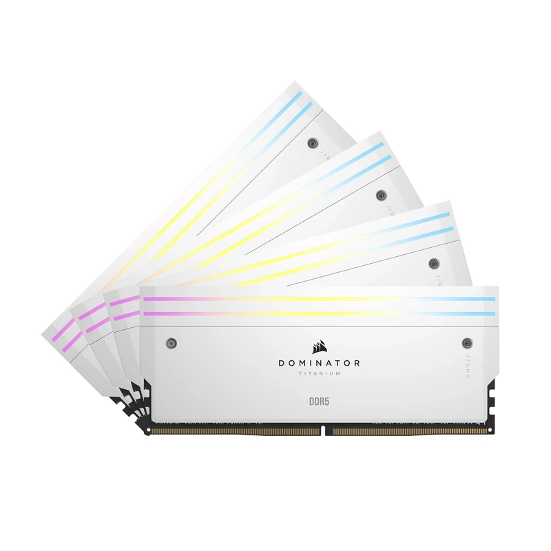 CORSAIR DOMINATOR TITANIUM RGB DDR5 RAM 64GB (4x16GB) DDR5 6400MHz CL32 Intel XMP iCUE Compatible Computer Memory - White (CMP64GX5M4B6400C32W)