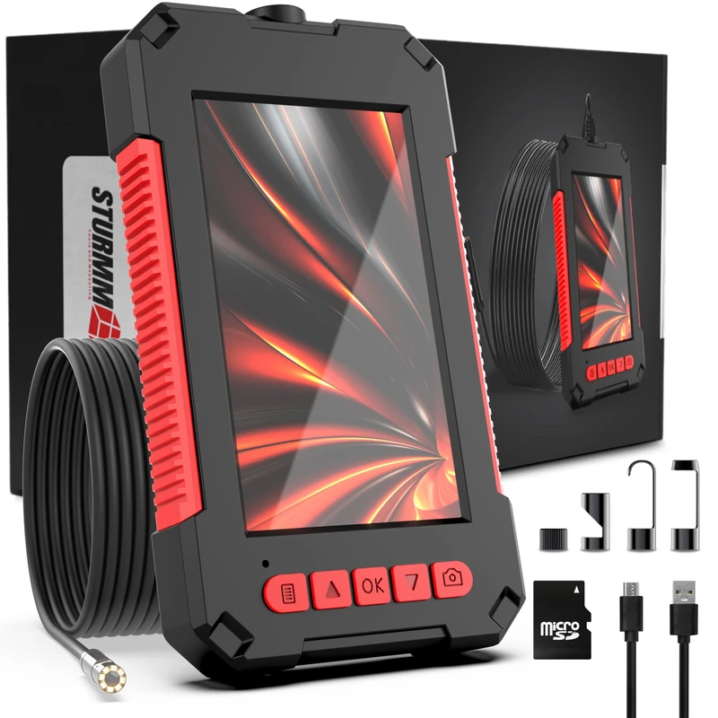 ST-IC201 STURMM Inspection Camera - Industrial Endoscope with Single Camera - 4.3 inch Screen - 5 Meter Cable - 16GB Micro SD Card - Image 1
