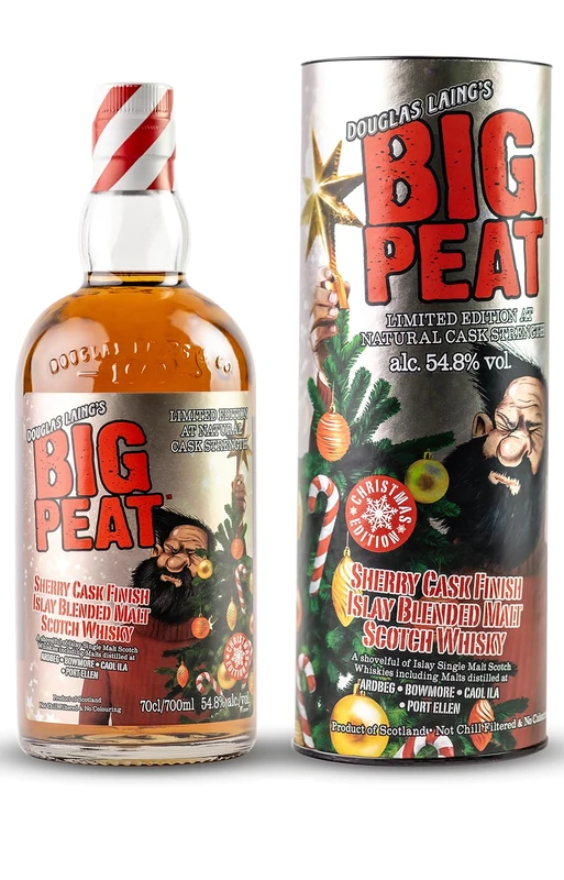 Big Peat Islay Blended Malt Scotch Whisky – Christmas Edition Sherry Cask Finish – Limited Edition Peated Smoky Scotch Whisky, Cask Strength 54.8% ABV, 70cl