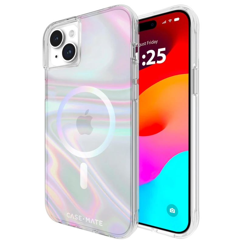 Case-Mate iPhone 15 Plus Case - Soap Bubble [12ft Drop Protection] [Compatible with MagSafe] Iridescent Swirl Effect for iPhone 15 Plus 6.7", Anti-Scratch, Shock Absorbent Material, Slim