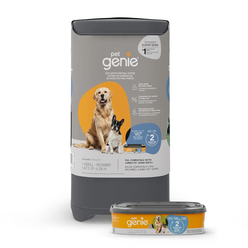 Pet Genie Pail | Dog Waste Disposal System for Outdoor and Indoor Odor Control | Dog Poop Trash can | Includes 1 Square Refill Bag That Lasts up to 2 Months - Image 1