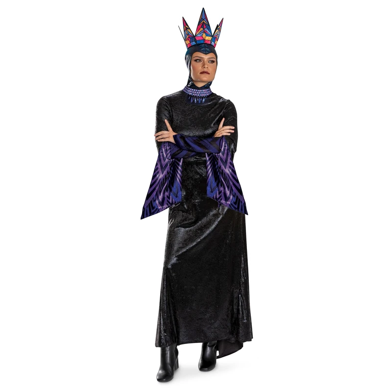 Disney Snow White Live Action Evil Queen Costume, Official Snow White Costume Outfit with Crown, Adult Size (4-6)