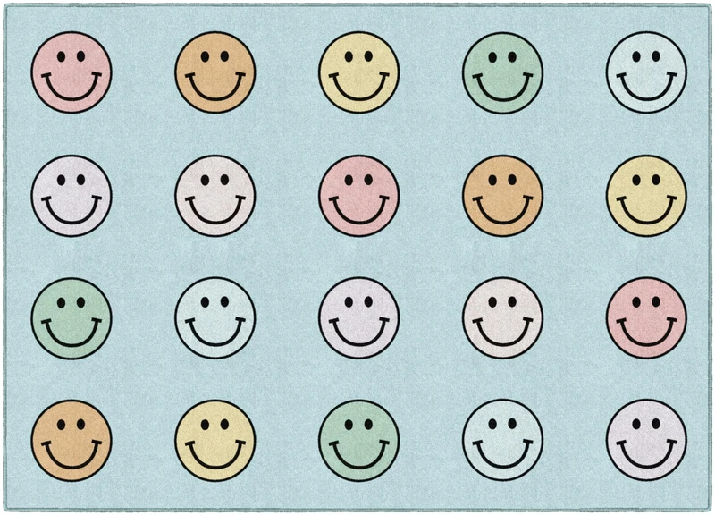 Flagship Carpets Pastel Rainbow Smiley Area Rug - 5' x 7'6", Seats 20 - Image 1