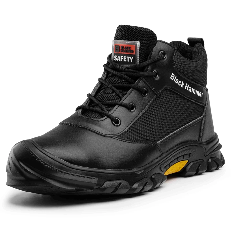 Black Hammer Safety Work Trainers for Men Steel Toe Cap with Midsole Protection Slip Resistant Durable Warehouse and Utility Footwear Shoes with Rubber Outsoles Jobs 2100 (6 UK) Black
