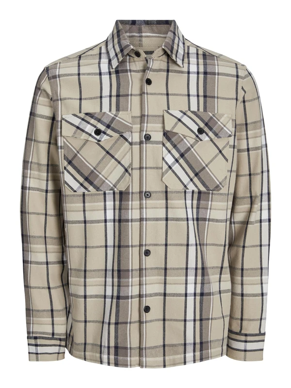 JACK&JONES JPRCCROY Spring Check Overshirt L/S SN, Fields of Rye/Checks:Comfort Fit, XXL