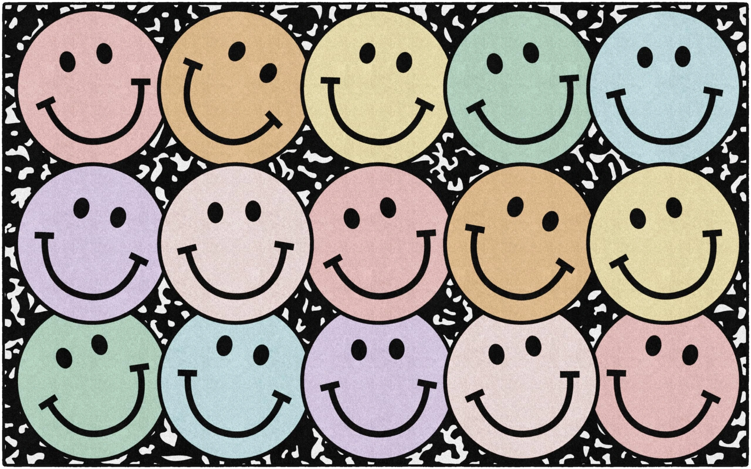 Flagship Carpets Schoolgirl Style Pastel Rainbow Smiley Faces on Notebook Educational Area Rug for Nursery Seat Decor Nursery Classroom Play Mat for Teaching