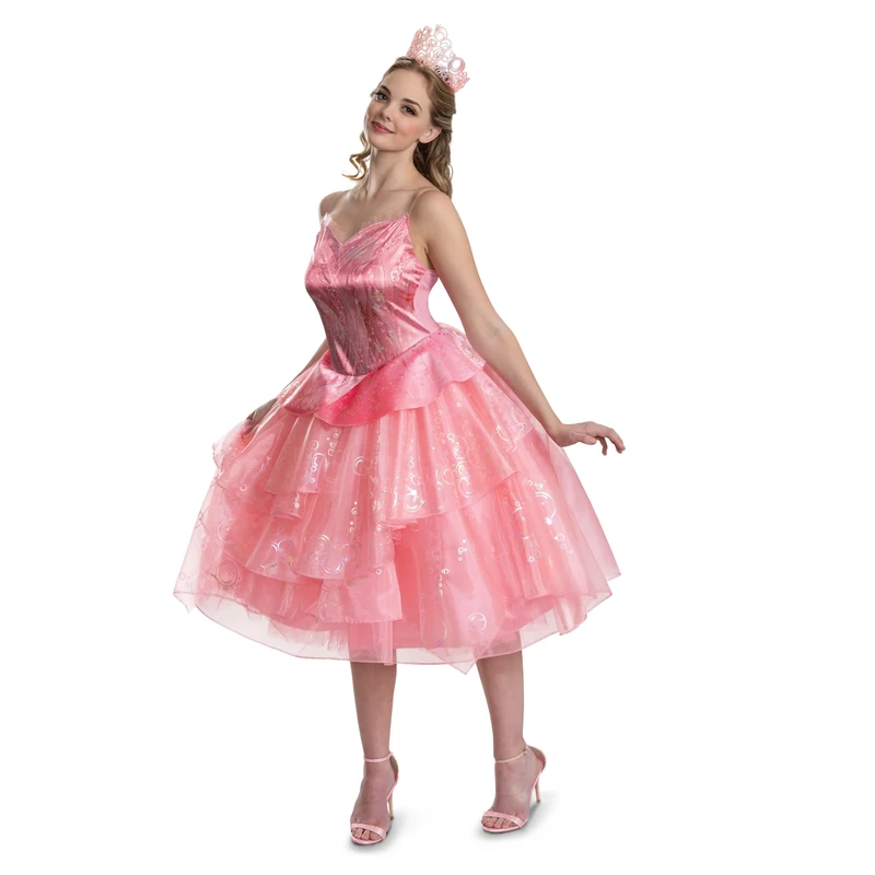 Disguise Wicked Glinda Adult Fancy Dress, Inspired by Glinda's 'Dancing Through Life' Outfit, Officially Licensed, Comfortable and Detailed Design, Pink Tutu Style Dress, in Sizes 4-6, 8-10 and 12-14