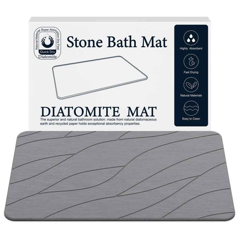 Closefriend Diatomite Stone Bath Mat - Non Slip Diatomaceous Earth Bath Mat Stone for Bathroom, Quick Drying Stone Mat for Kitchen Counter (23.6"*15.4")