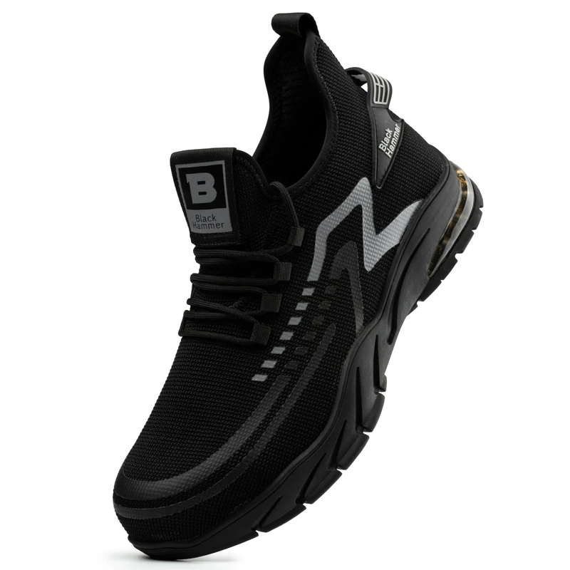 Black Hammer Men's Steel Toe Cap Safety Trainers Lightweight Durable Work Shoes with Midsole Protection Rubber Outsole for Professional Warehouse and Utility Use Trekking Hiker S1P SRC 2200 (10 UK)