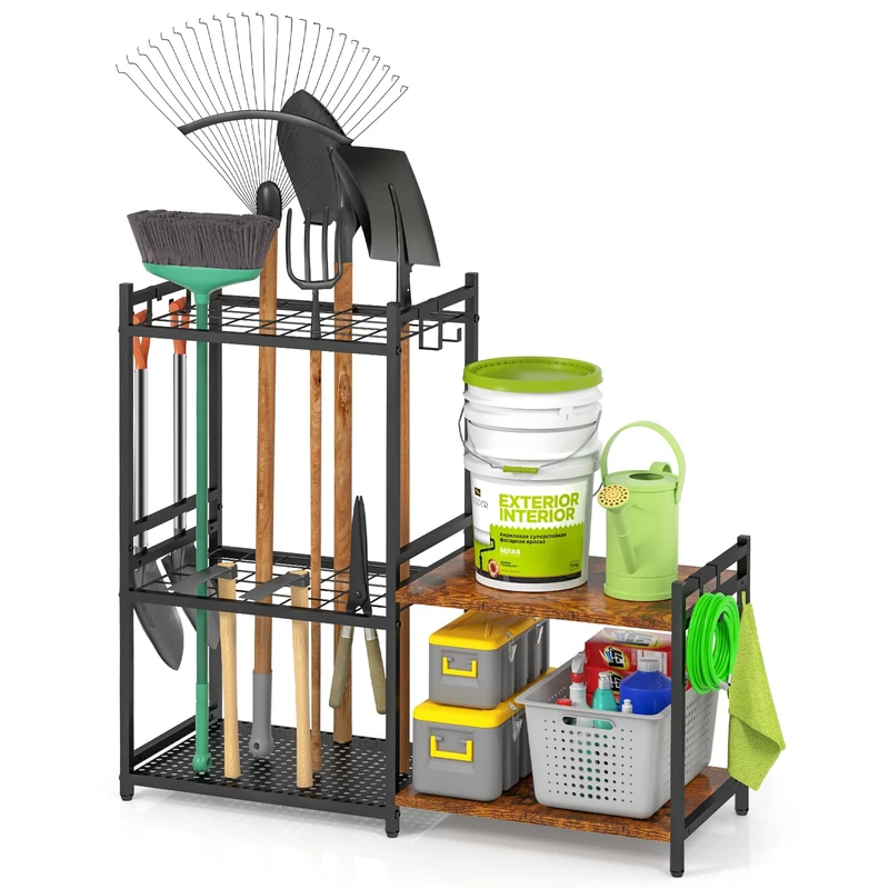 DAOUTIME Garden Tool Organizer - Heavy Duty Yard Tool Tower