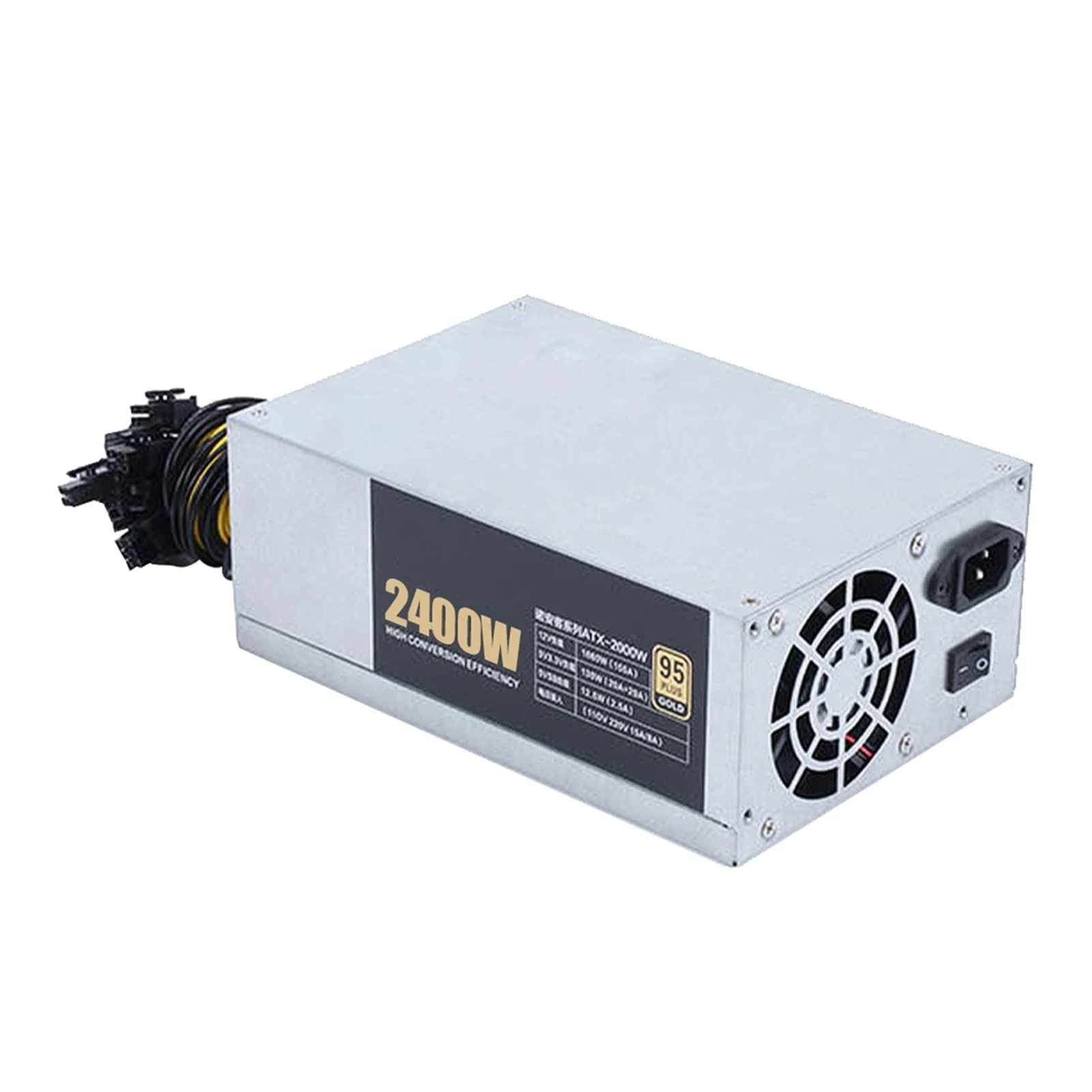 KLVN 2000W 2400W ETH Miner Power Supply 95% Efficiency AC 180-260V ATX Power Source For BTC ETH Bitcoin Mining Ethereum (Color : 2400W)