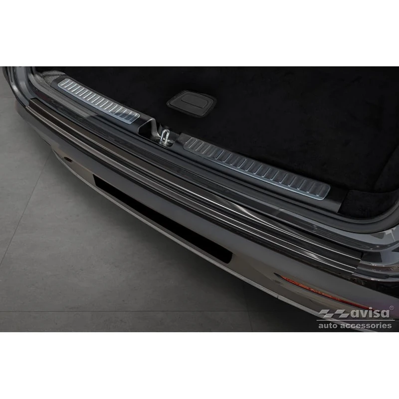 Avisa Black Stainless Steel Rear bumper protector compatible with Mercedes EQC (N293) 2019- 'Ribs'