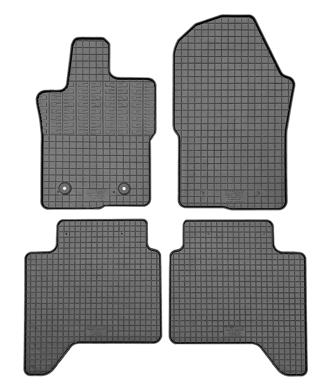 CIKCAR Set of Rubber Mats Compatible with Volkswagen Amarok 2022 & Ford Ranger II 2022- (4-Piece + Mounting System)