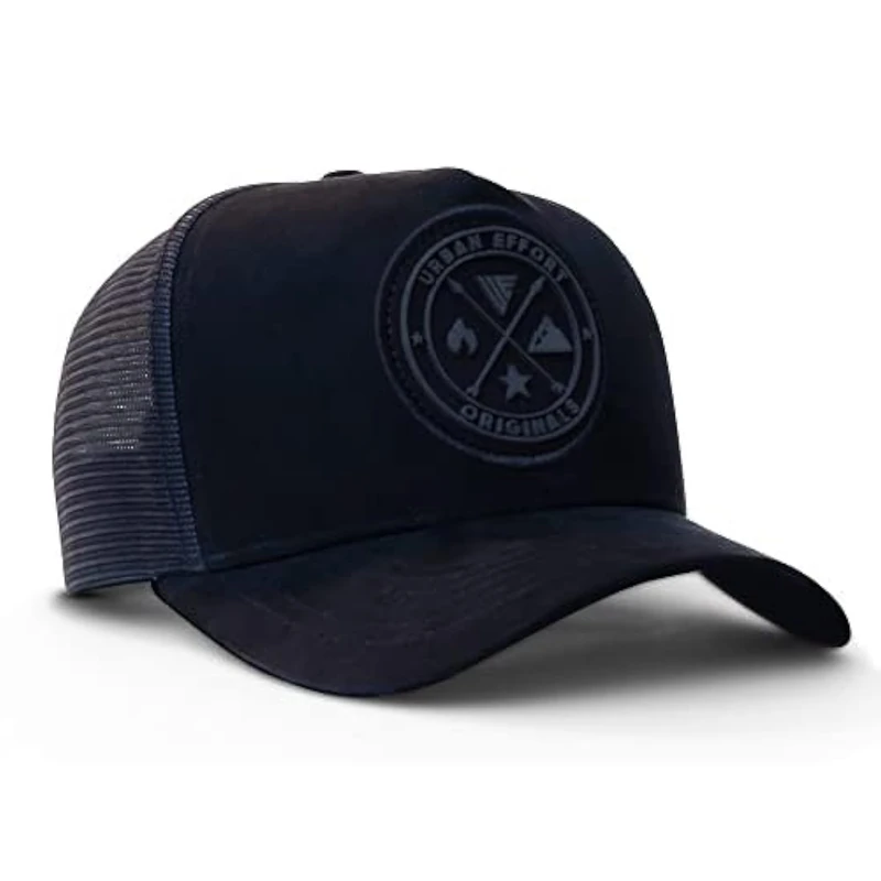 Urban Effort Mesh Back Cap - for Men and Women Baseball Hat 5-Panel Trucker Hat - Great Snapback Closure for Hunting & Hiking, Black/Black, S - Image 1