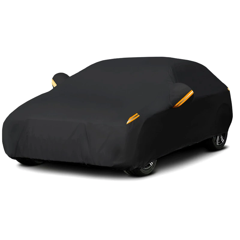 MORNYRAY Waterproof Car Cover All Weather Snowproof UV Protection Windproof Outdoor Full car Cover, Universal Fit for Sedan (Fit Sedan Length 194-206 inch, All Black)