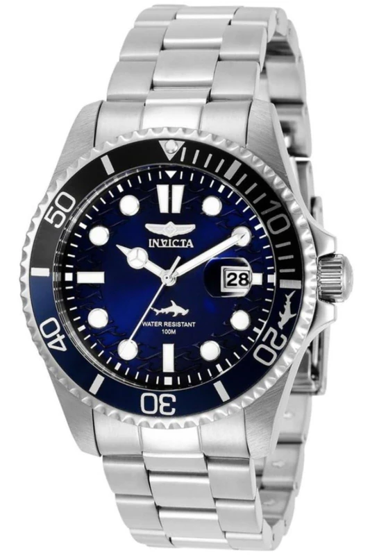 Invicta Pro Diver 44716 Men's Watch - Waterproof - Analogue - Quartz Movement - Stainless Steel with Blue dial - 43mm