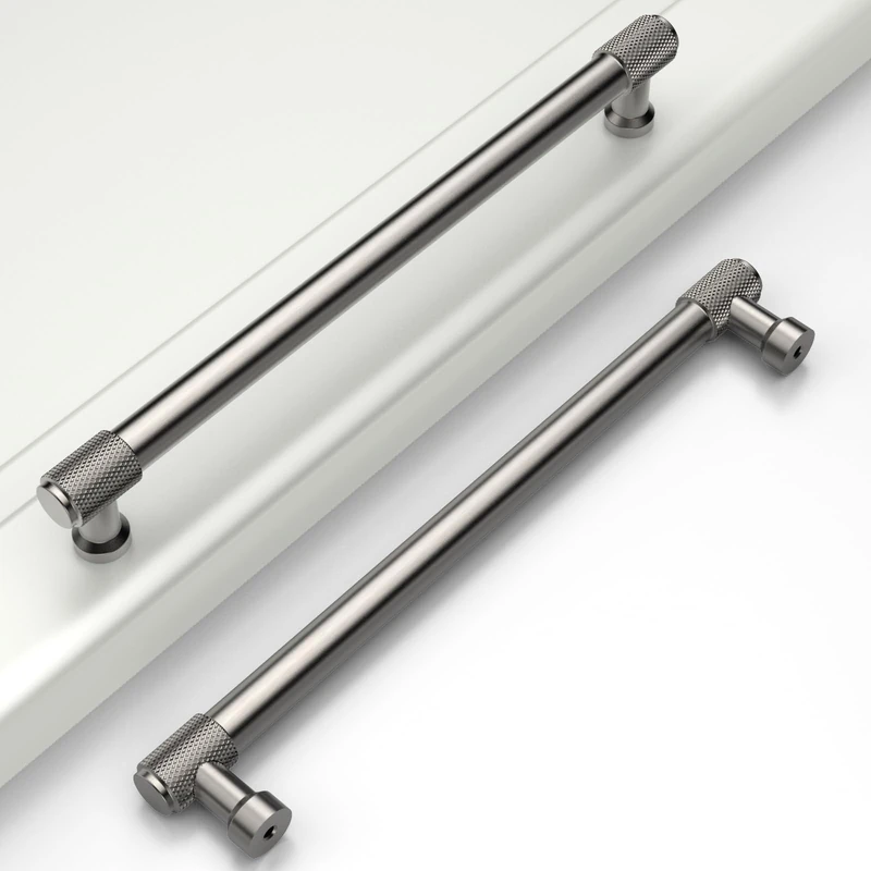 Coinkoly 10 Pack 10"(254mm) Brushed Satin Nickel Cabinet Pulls Knurled Kitchen Cabinet Handles Drawer Pulls Cupboard Hardware for Cabinets0028
