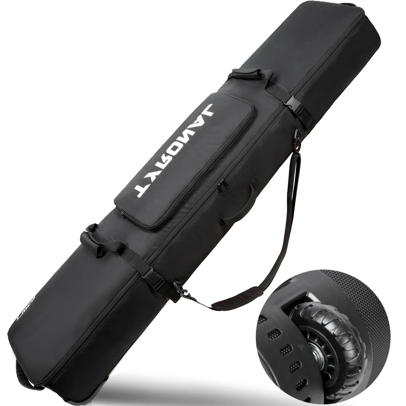 TYRONAL Padded Snowboard Bag with Wheels - Travel Bag for Skis, Goggles, Gloves & Accessories (Blk-160CM)