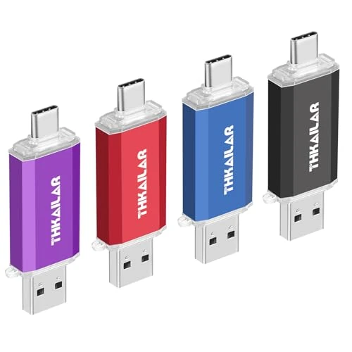 Thkailar 4-Pack USB C 3.1 Flash Drive 32GB USB C Stick 32GB OTG Thumb Drive 2-in-1 for Mobile Phone, Tablet, Laptop, PC