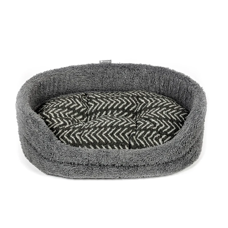 Danish Design Charcoal Arrows - Sherpa Fleece Slumber Bed Grey Dog Bed for Adult/Senior/Puppy Beds - 35in