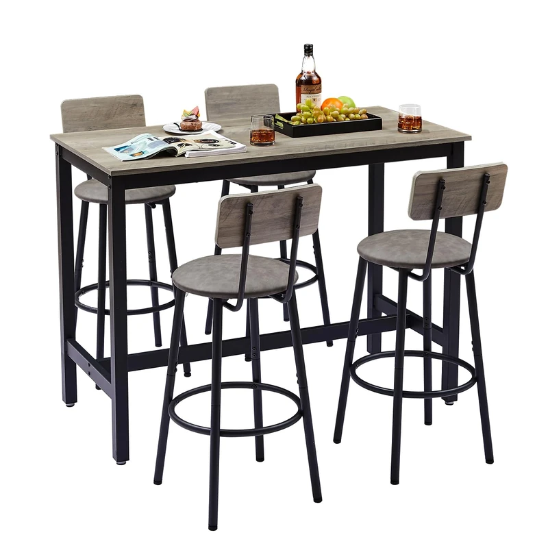 Tatub Bar Table and Chairs Set - 5 Piece Counter Height Dining Set