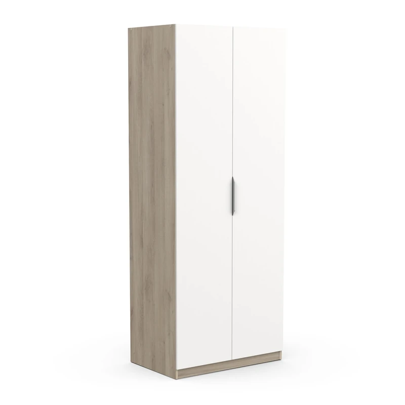 Demeyere 391380 Armadio a 2 Ante a 1 nicchia Moderno – Colore Rovere Kronberg & Bianco Opaco – 79,4 x 51,1 x 203 cm, Legno ingegnerizzato, Grigio