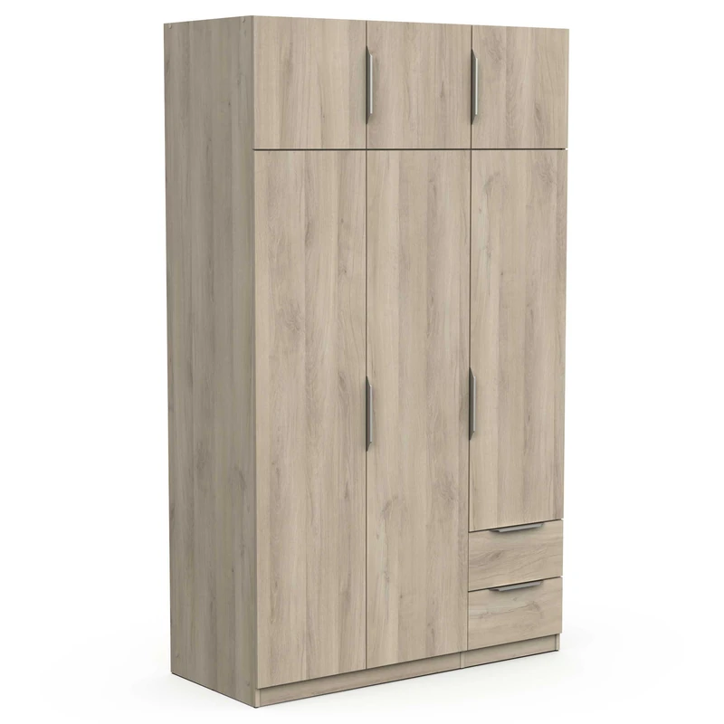 Demeyere Armadio Guardaroba Moderno con 6 Ante e 5 Ripiani 2 cassetti-Rovere Kronberg-119, Legno ingegnerizzato, 119,4 x 51,1 x 203 cm