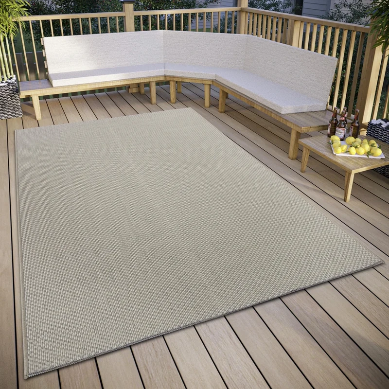HANSE Home Pure Indoor & Outdoor Rug Weatherproof - Modern Pattern, Waterproof Robust Outdoor Rug Flat Weave for Garden, Balcony, Patio, Living Room - Beige, 155 x 235 m