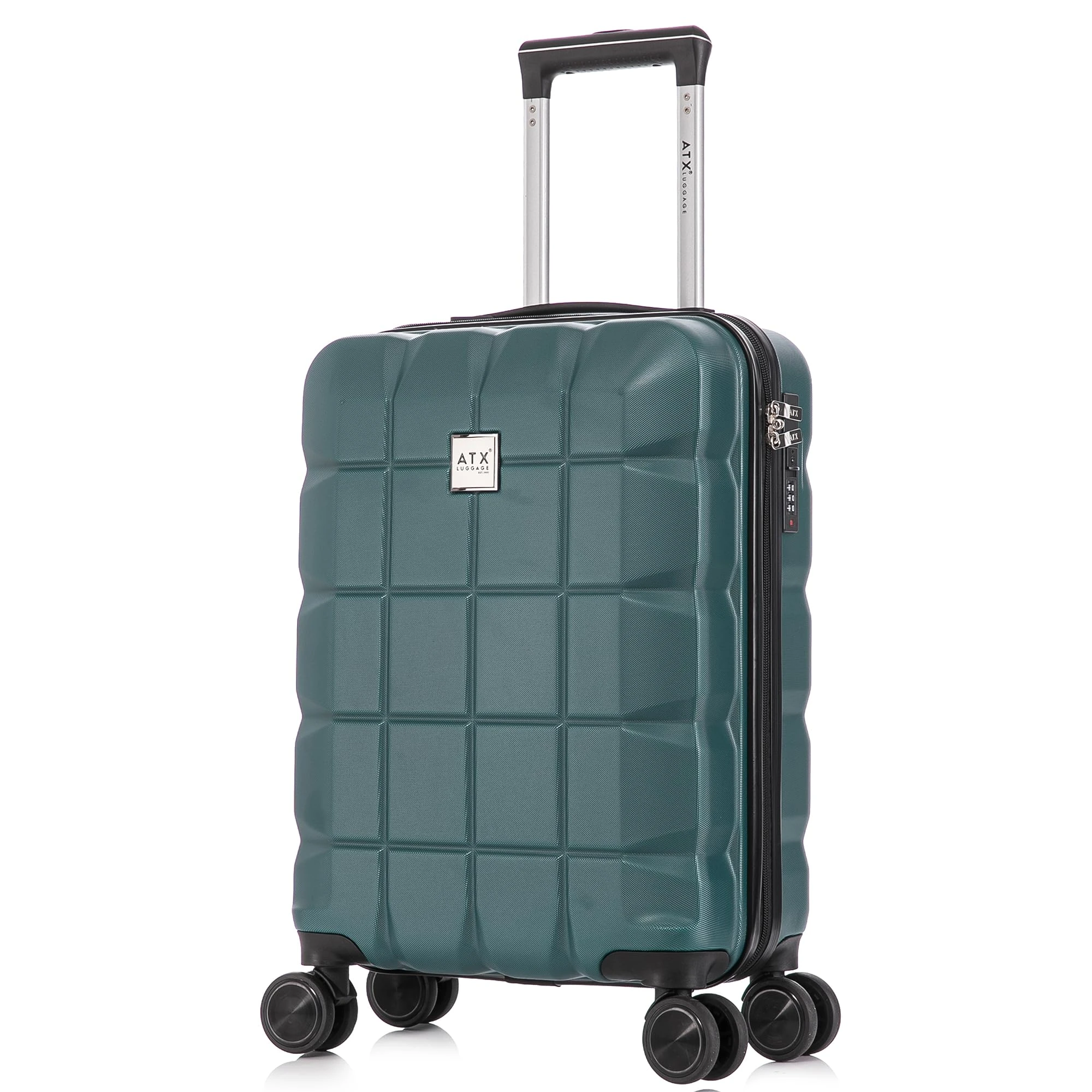 ATX Luggage 55x36x20cm Cabin Suitcase Super Lightweight Small Suitcase Approved for 100+ Airlines Including EasyJet, Ryanair, British Airways & Virgin Atlantic (Forest Green, 21Inches, 33Liter)