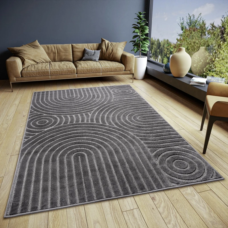 Hanse Home Wave Design Living Room Rug - Flat Weave Modern, Scandinavian Boho Style, Geometric 3D Effect, Living Room Rug for Dining Room, Children's Room, Hallway - Grey, 160 x 235 cm