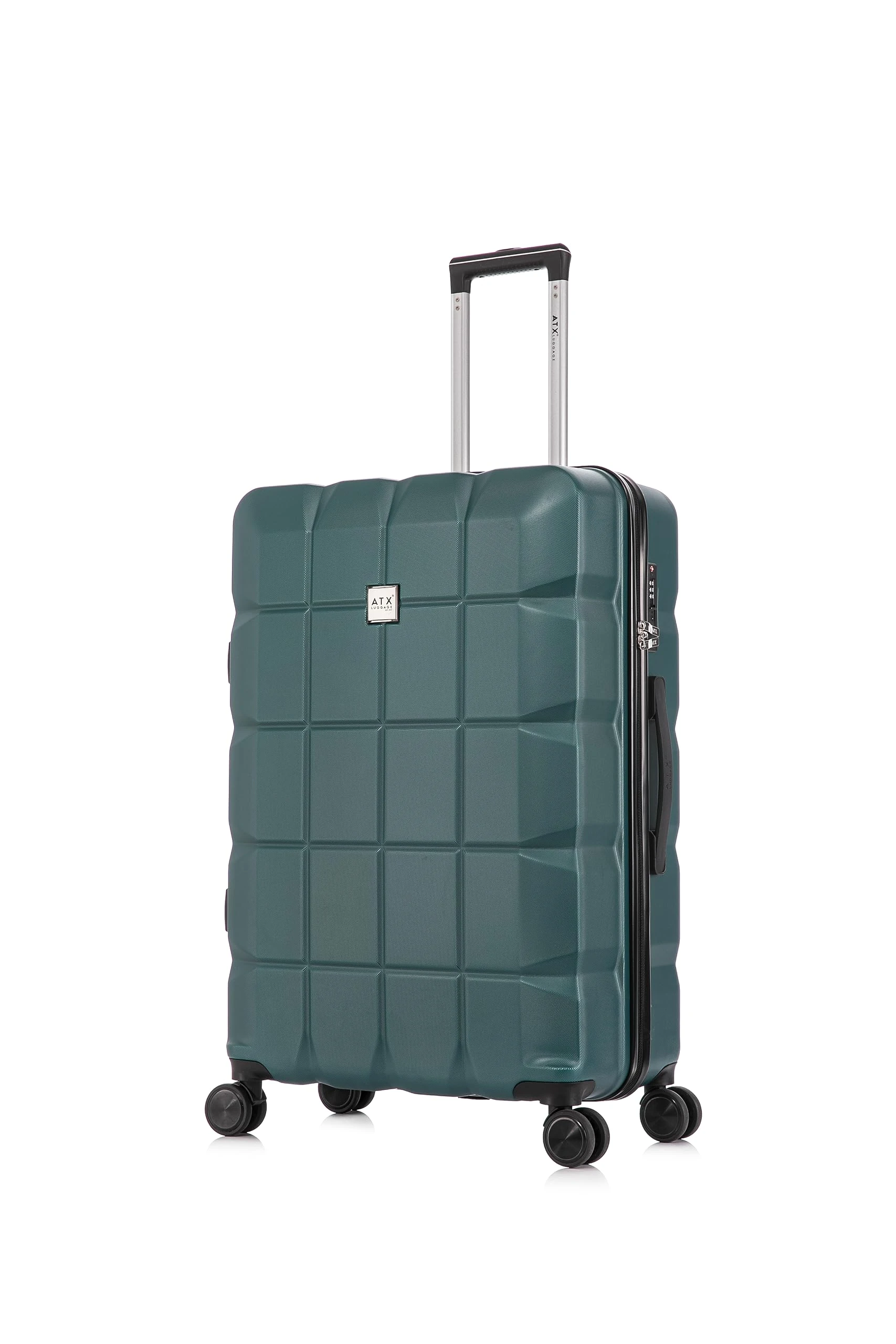 ATX Luggage Large Suitcase on 4 Dual Spinner Wheels Super Lightweight ABS Hard Shell Hold Check in with Built-in TSA Lock(Forest Green, 110 Liter)