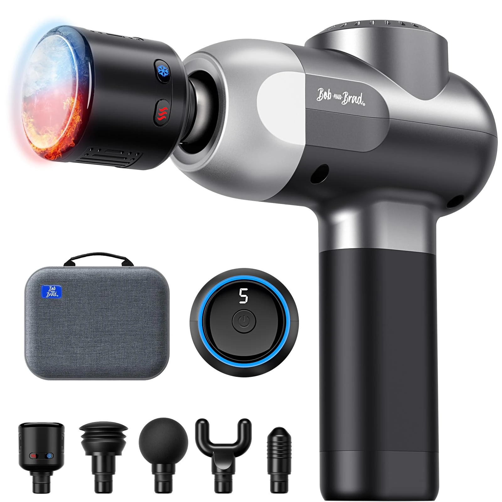 Massage Gun with Heat and Cold Therapy, BOB AND BRAD C2 Pro Deep Tissue Massager Gun with Heat, Professional Massage Gun for Home Gym Office Workout Recovery Pain Soreness Relief, Gift for Men Women